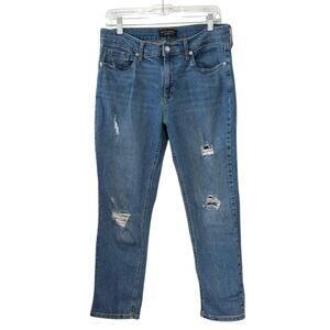 Banana Republic 29 8 petite Girlfriend Distressed Medium Wash Cropped Jeans